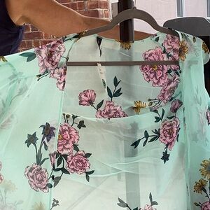 LaneBryant floral cover up with ruffles